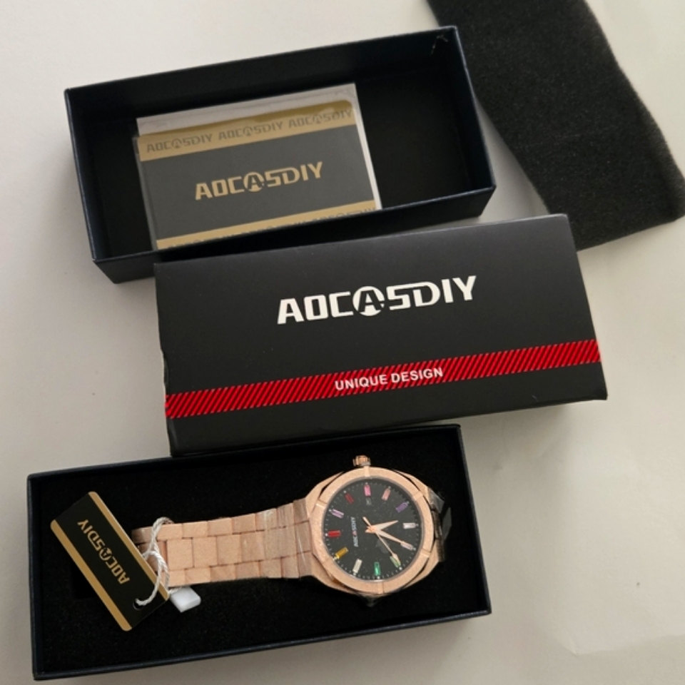 Rose Gold Frosty Watch With Black Colorful Dial Rose Gold Frosty Watch With Black Colorful Dial